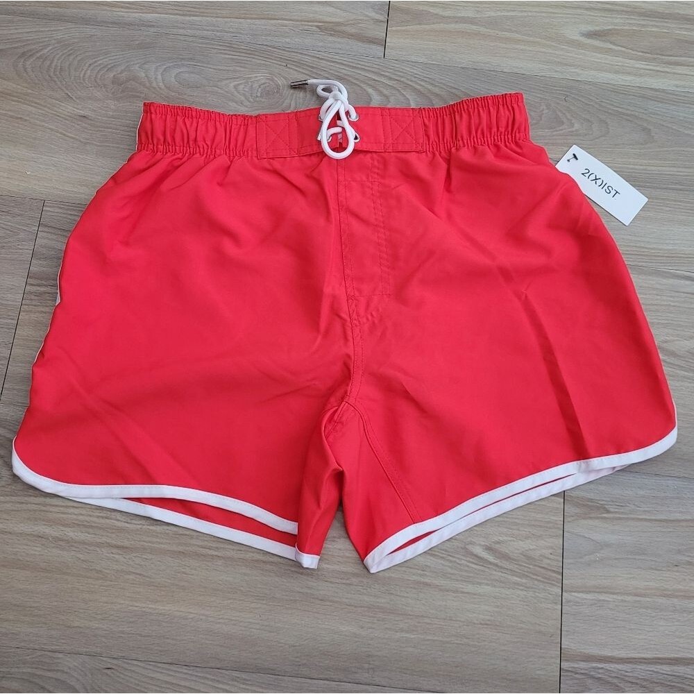 2(X)IST Vibrant Orange Board Shorts NWT Small Retro Sporty Swim Trunk Beachwear